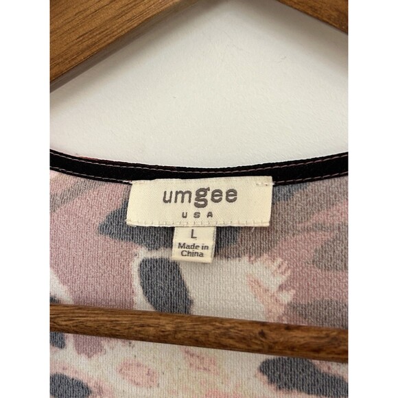 Umgee Shirt Large Button Front Relaxed Pink Black Cheetah Flowy Lightweight Boxy - Picture 4 of 10